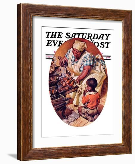 "Basting the Turkey," Saturday Evening Post Cover, November 28, 1936-Joseph Christian Leyendecker-Framed Giclee Print