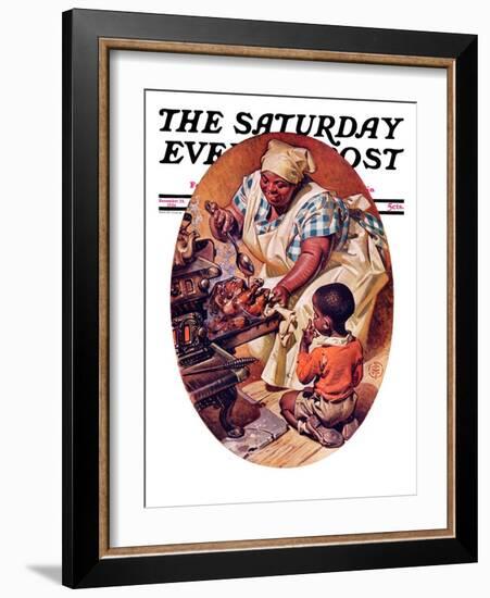 "Basting the Turkey," Saturday Evening Post Cover, November 28, 1936-Joseph Christian Leyendecker-Framed Giclee Print