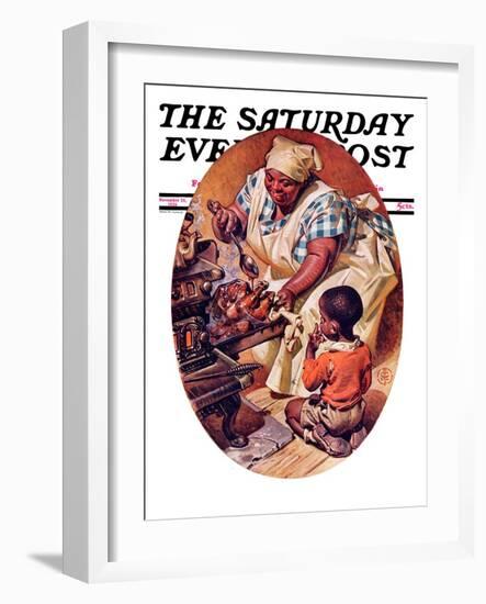 "Basting the Turkey," Saturday Evening Post Cover, November 28, 1936-Joseph Christian Leyendecker-Framed Giclee Print