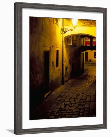 Bastova Street is a Fine Example of Historical Street in City's Old District, Bratislava, Slovakia-Richard Nebesky-Framed Photographic Print