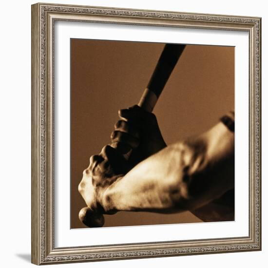 Bat in Batter's Hands-Patrik Giardino-Framed Photographic Print