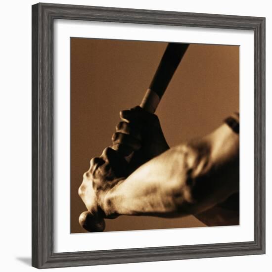 Bat in Batter's Hands-Patrik Giardino-Framed Photographic Print