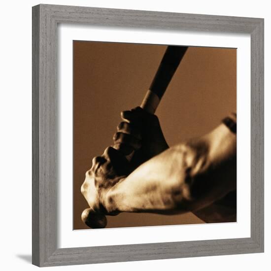 Bat in Batter's Hands-Patrik Giardino-Framed Photographic Print