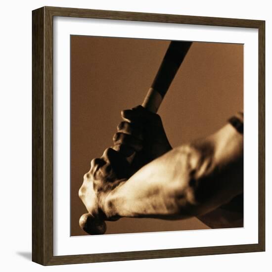 Bat in Batter's Hands-Patrik Giardino-Framed Photographic Print