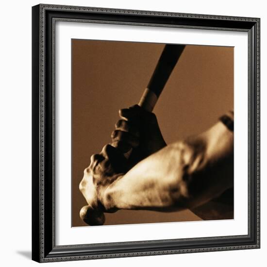 Bat in Batter's Hands-Patrik Giardino-Framed Photographic Print