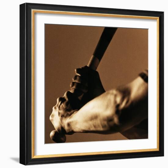 Bat in Batter's Hands-Patrik Giardino-Framed Photographic Print