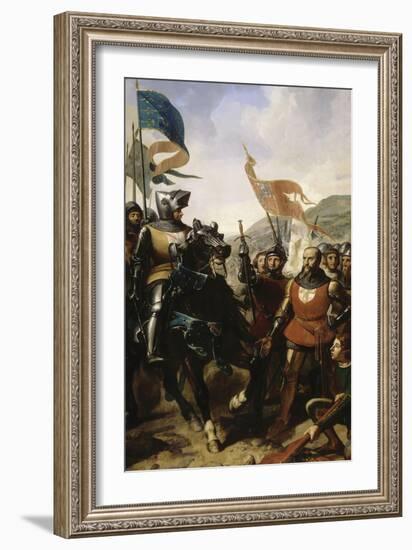 Bataille de Cocherel, prés d'Evreux gagnée par Du Guesclin sur les troupes du roi de Navarre, le-Charles Philippe Larivière-Framed Giclee Print