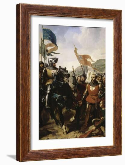 Bataille de Cocherel, prés d'Evreux gagnée par Du Guesclin sur les troupes du roi de Navarre, le-Charles Philippe Larivière-Framed Giclee Print