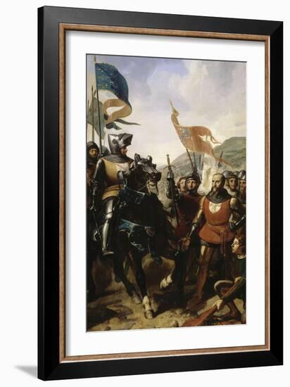 Bataille de Cocherel, prés d'Evreux gagnée par Du Guesclin sur les troupes du roi de Navarre, le-Charles Philippe Larivière-Framed Giclee Print