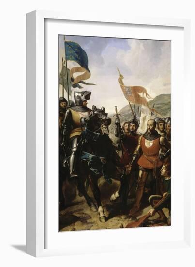 Bataille de Cocherel, prés d'Evreux gagnée par Du Guesclin sur les troupes du roi de Navarre, le-Charles Philippe Larivière-Framed Giclee Print