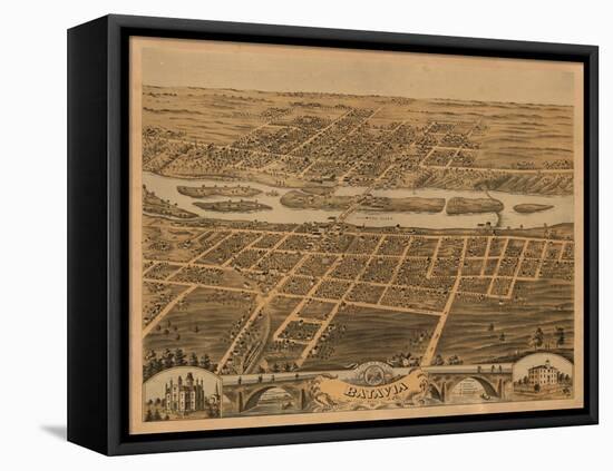 Batavia, Illinois - Panoramic Map-Lantern Press-Framed Stretched Canvas