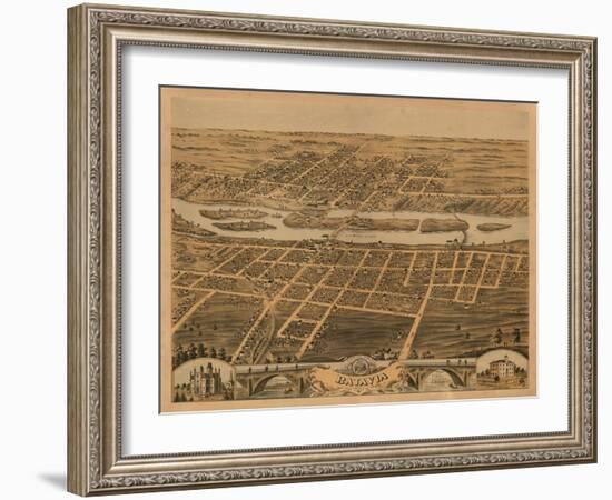 Batavia, Illinois - Panoramic Map-Lantern Press-Framed Art Print