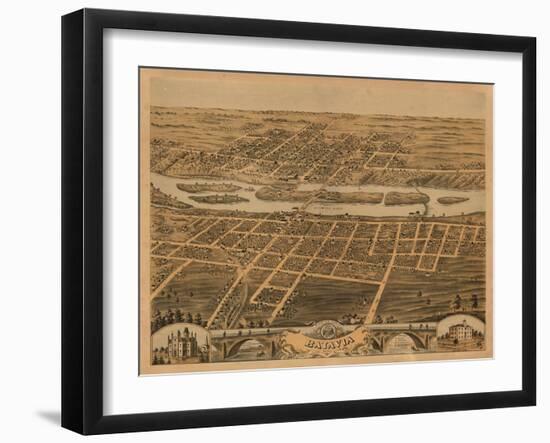 Batavia, Illinois - Panoramic Map-Lantern Press-Framed Art Print