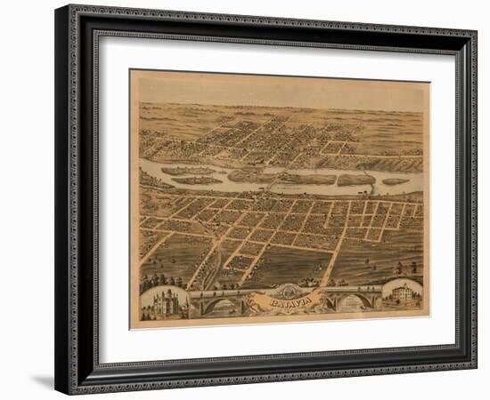 Batavia, Illinois - Panoramic Map-Lantern Press-Framed Art Print