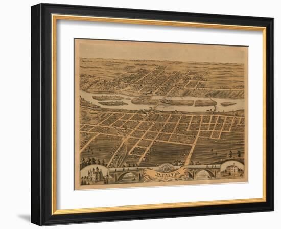 Batavia, Illinois - Panoramic Map-Lantern Press-Framed Art Print