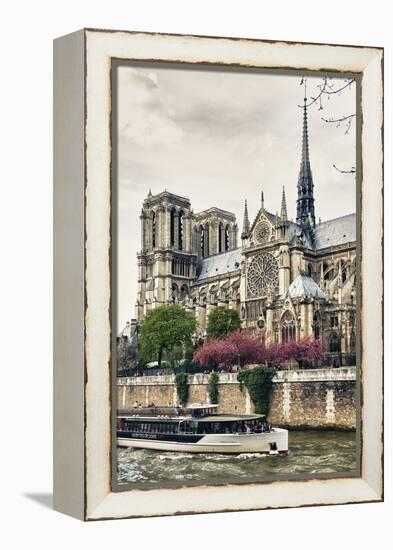 Bateau Mouche des Vedettes de Paris - Notre Dame Cathedral - Paris - France-Philippe Hugonnard-Framed Premier Image Canvas