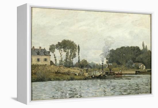 Bateaux à l'écluse de Bougival (Yvelines)-Alfred Sisley-Framed Premier Image Canvas