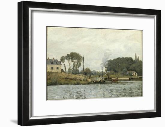 Bateaux à l'écluse de Bougival (Yvelines)-Alfred Sisley-Framed Giclee Print