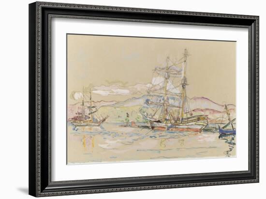 Bateaux dans le port d'Ajaccio-Paul Signac-Framed Giclee Print