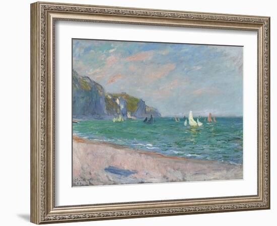 Bateaux Devant Les Falaises De Pourville, 1882-Claude Monet-Framed Giclee Print