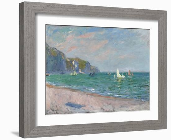 Bateaux Devant Les Falaises De Pourville, 1882-Claude Monet-Framed Giclee Print