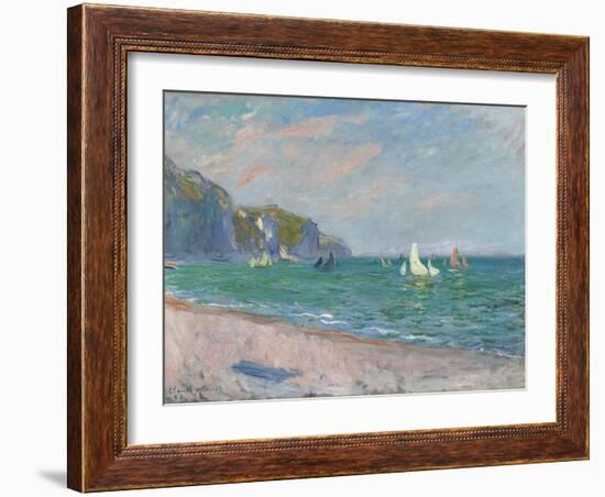 Bateaux Devant Les Falaises De Pourville, 1882-Claude Monet-Framed Giclee Print