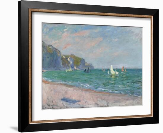 Bateaux Devant Les Falaises De Pourville, 1882-Claude Monet-Framed Giclee Print