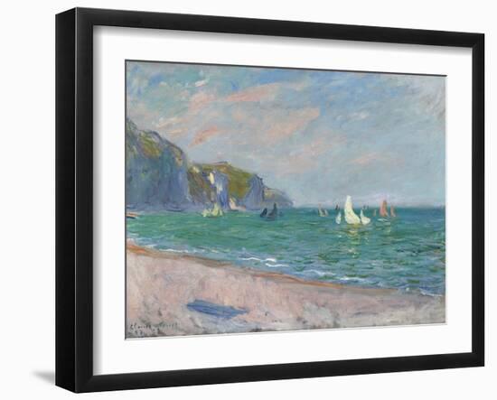 Bateaux Devant Les Falaises De Pourville, 1882-Claude Monet-Framed Giclee Print