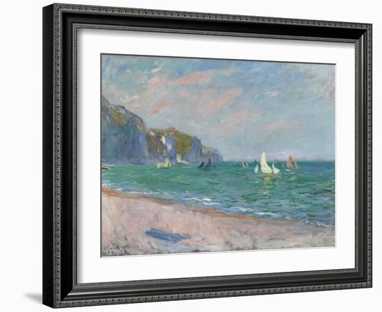 Bateaux Devant Les Falaises De Pourville, 1882-Claude Monet-Framed Giclee Print