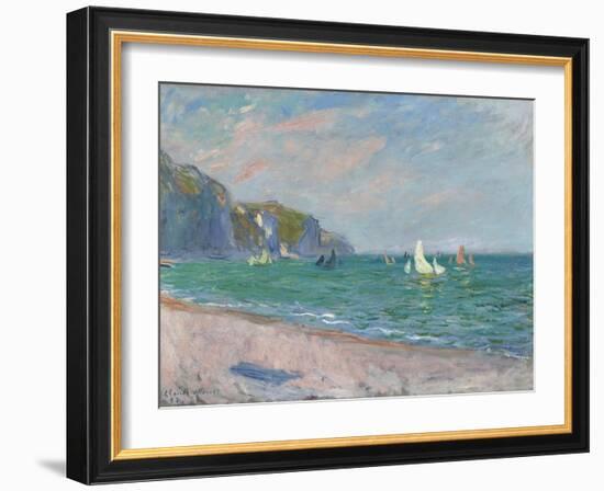 Bateaux Devant Les Falaises De Pourville, 1882-Claude Monet-Framed Giclee Print