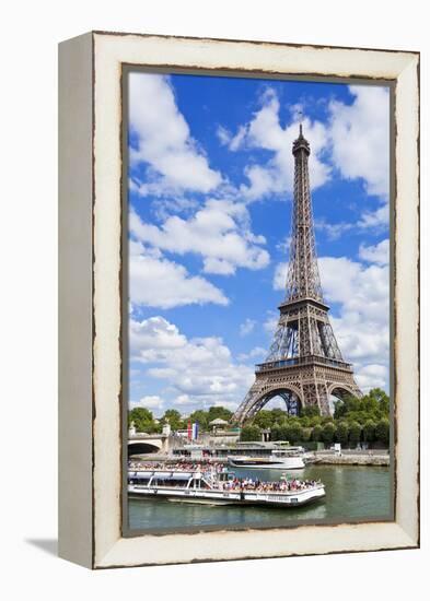 Bateaux Mouches Tour Boat on River Seine Passing the Eiffel Tower, Paris, France, Europe-Neale Clark-Framed Premier Image Canvas