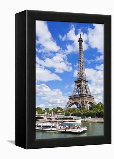 Bateaux Mouches Tour Boat on River Seine Passing the Eiffel Tower, Paris, France, Europe-Neale Clark-Framed Premier Image Canvas