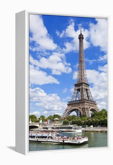 Bateaux Mouches Tour Boat on River Seine Passing the Eiffel Tower, Paris, France, Europe-Neale Clark-Framed Premier Image Canvas