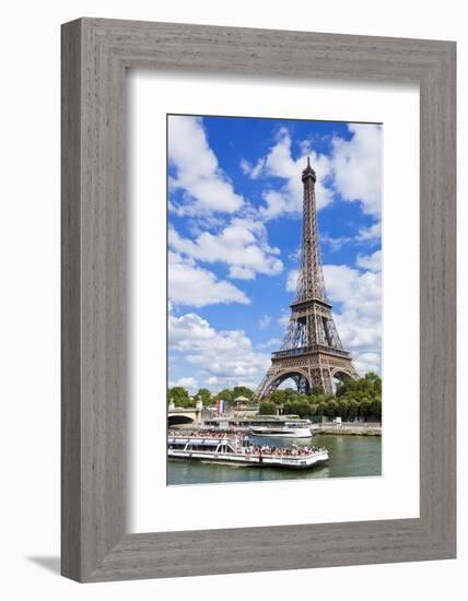 Bateaux Mouches Tour Boat on River Seine Passing the Eiffel Tower, Paris, France, Europe-Neale Clark-Framed Photographic Print