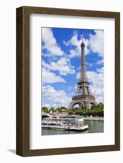 Bateaux Mouches Tour Boat on River Seine Passing the Eiffel Tower, Paris, France, Europe-Neale Clark-Framed Photographic Print