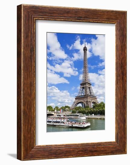 Bateaux Mouches Tour Boat on River Seine Passing the Eiffel Tower, Paris, France, Europe-Neale Clark-Framed Photographic Print