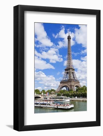 Bateaux Mouches Tour Boat on River Seine Passing the Eiffel Tower, Paris, France, Europe-Neale Clark-Framed Photographic Print