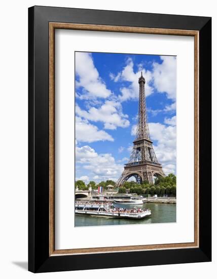 Bateaux Mouches Tour Boat on River Seine Passing the Eiffel Tower, Paris, France, Europe-Neale Clark-Framed Photographic Print