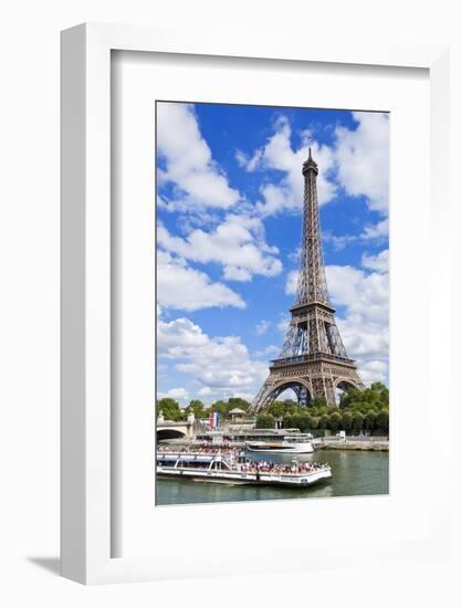 Bateaux Mouches Tour Boat on River Seine Passing the Eiffel Tower, Paris, France, Europe-Neale Clark-Framed Photographic Print