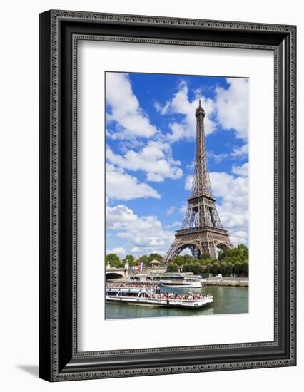 Bateaux Mouches Tour Boat on River Seine Passing the Eiffel Tower, Paris, France, Europe-Neale Clark-Framed Photographic Print