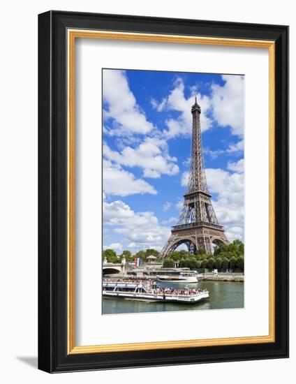 Bateaux Mouches Tour Boat on River Seine Passing the Eiffel Tower, Paris, France, Europe-Neale Clark-Framed Photographic Print