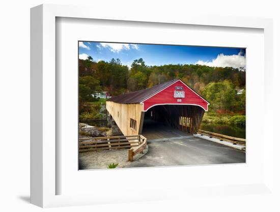 Bath Covered Bridge, New Hampshire-George Oze-Framed Photographic Print