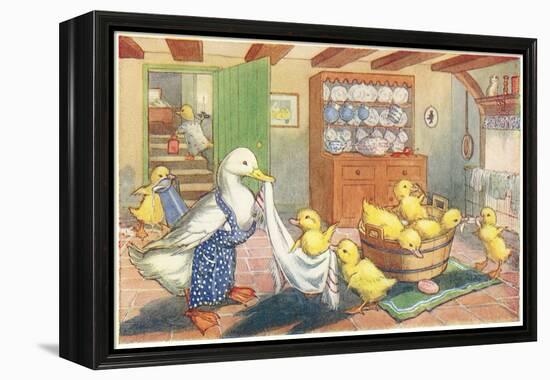 Bath Day for Ducklings-null-Framed Stretched Canvas