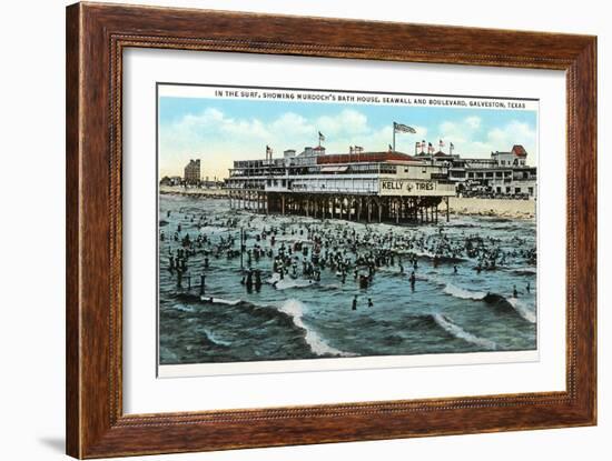 Bath House and Beach, Galveston, Texas-null-Framed Art Print