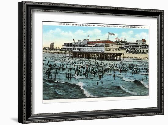 Bath House and Beach, Galveston, Texas-null-Framed Art Print