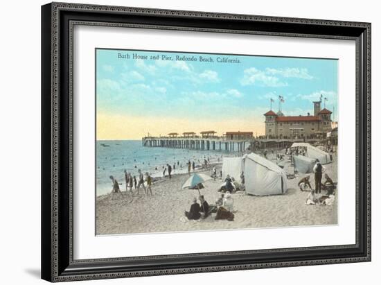 Bath House and Pier, Redondo Beach-null-Framed Art Print