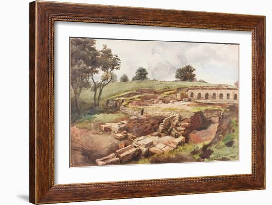 Bath House at Chesters from the North East (Bodycolour, Pencil and W/C on Paper)-Charles Richardson-Framed Giclee Print