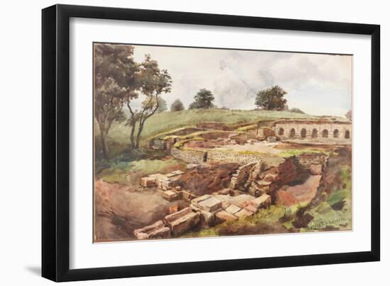Bath House at Chesters from the North East (Bodycolour, Pencil and W/C on Paper)-Charles Richardson-Framed Giclee Print
