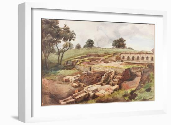 Bath House at Chesters from the North East (Bodycolour, Pencil and W/C on Paper)-Charles Richardson-Framed Giclee Print