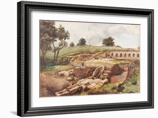 Bath House at Chesters from the North East (Bodycolour, Pencil and W/C on Paper)-Charles Richardson-Framed Giclee Print